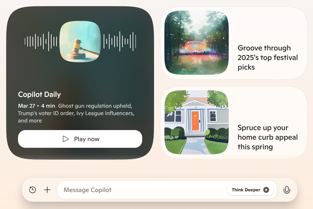 Microsoft copilot's AI interface